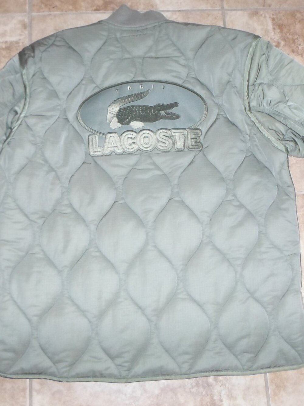 Lacoste Men's Green Long Sleeve Full-Zip Quilted Bomber Jacket Size Large